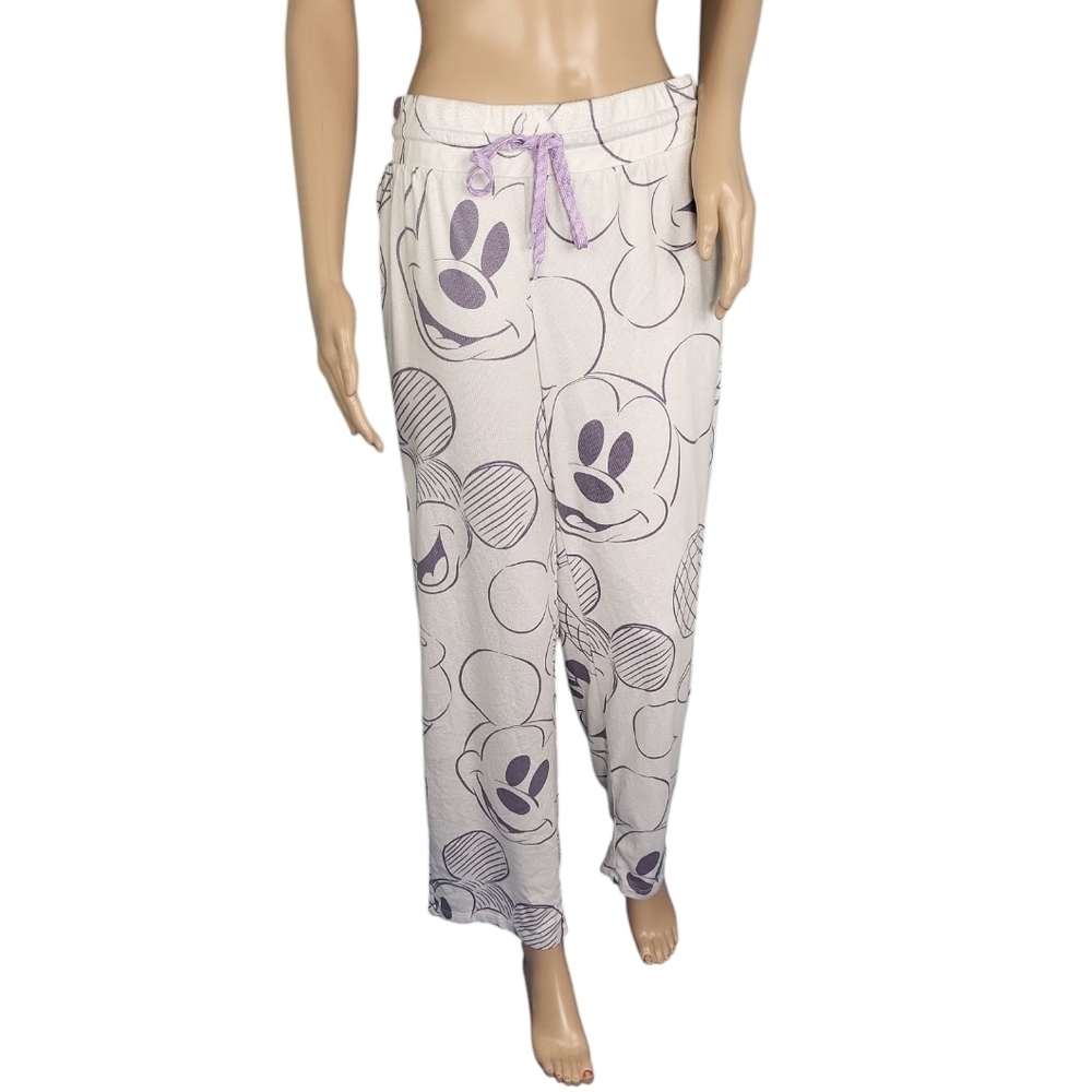 Mickey Mouse Face Women Purple White Sleep Pants